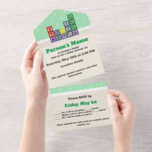 Future Biologist's Blocks All-in-One Invitation