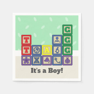 Future Biologist's Blocks Baby Shower Napkins