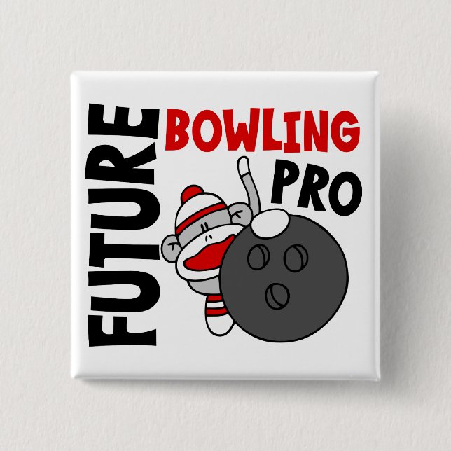 Future Bowling Pro Sock Monkey 2 Inch Square Button (Front)