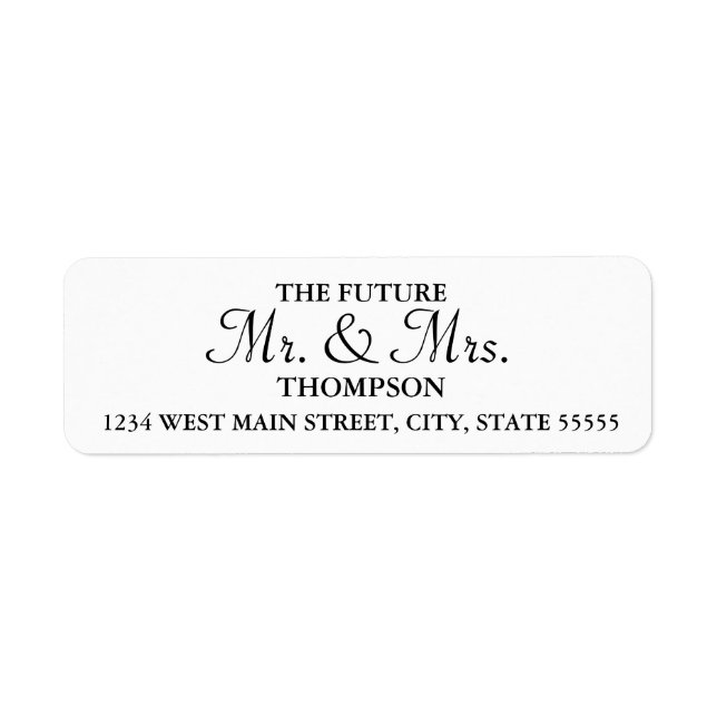 Future Bride and Groom Wedding Return Label (Front)