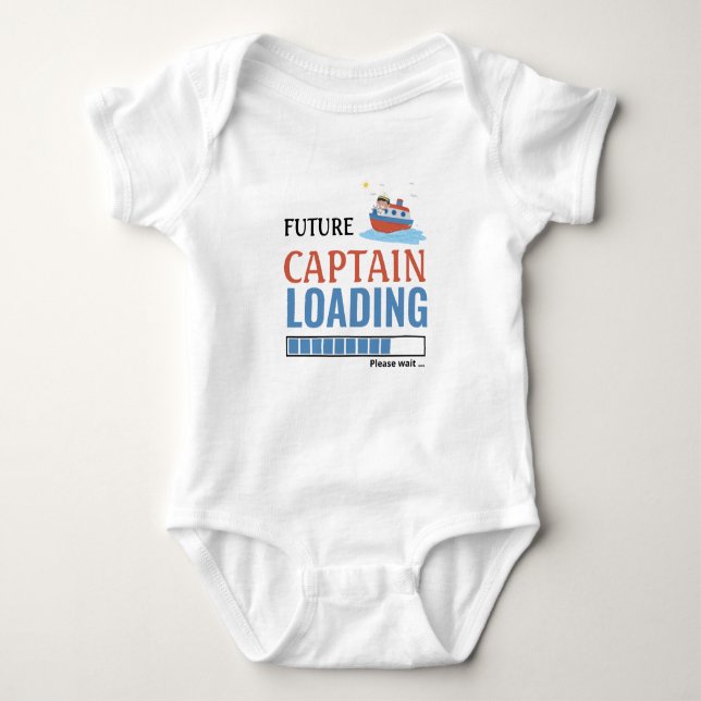 Future Captain Loading Funny Cute Personalized Baby Bodysuit (Front)