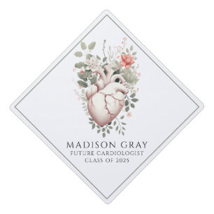 Future Cardiologist Watercolor Anatomical Heart  Graduation Cap Topper