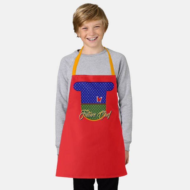 Future Chef Kids Red  Apron (Worn)