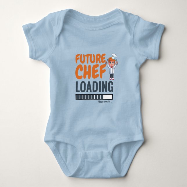 Future Chef Loading Blue Funny Make Your Own Boy Baby Bodysuit (Front)