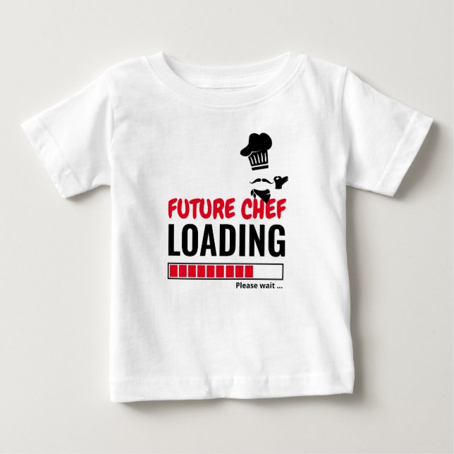 Future Chef Loading Stylish Funny Personalized Boy Baby T-Shirt (Front)