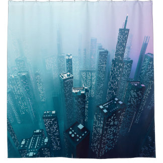 Future city downtown with skyscrapers in neon cybe