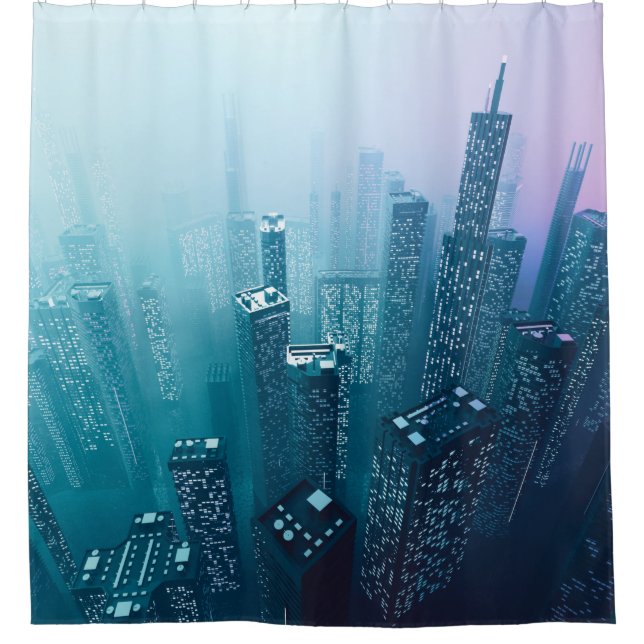 Future city downtown with skyscrapers in neon cybe (Front)