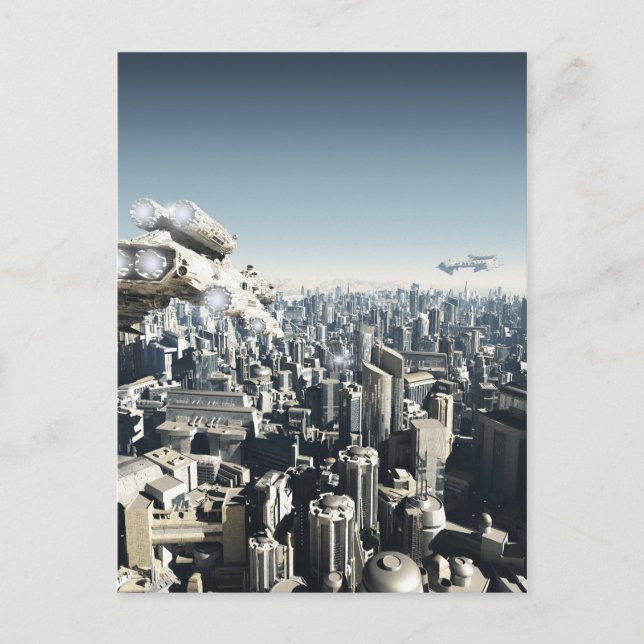 Future City Under Attack Postcard (Front)