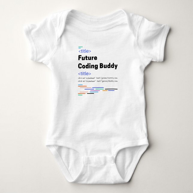 Future Coding Buddy Cute Developer Baby Bodysuit (Front)