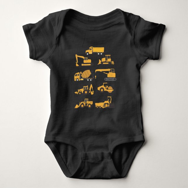 Future Construction Excavator operator Vehicles Baby Bodysuit (Front)