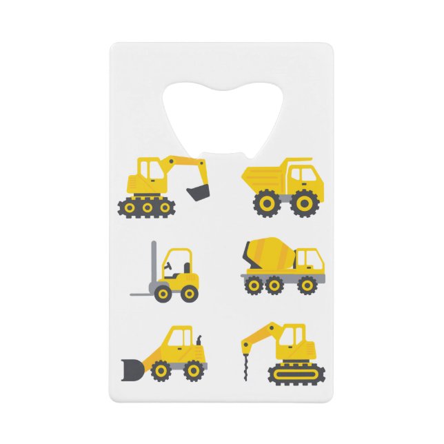Future Construction Excavator operator Vehicles Credit Card Bottle Opener (Front)