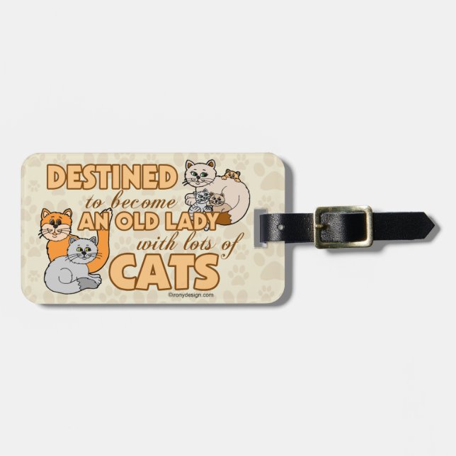 Future Crazy Cat Lady Funny Design Luggage Tag (Front Horizontal)