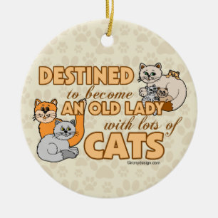 Future Crazy Cat Lady Funny Saying Design Ceramic Ornament