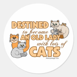 Future Crazy Cat Lady Funny Saying Design Classic Round Sticker