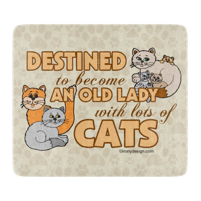 Future Crazy Cat Lady Funny Saying Design Cutting Board (Front)