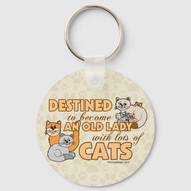 Future Crazy Cat Lady Funny Saying Keychain (Front)