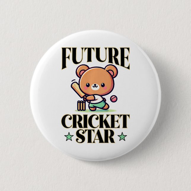 Future Cricket Star  2 Inch Round Button (Front)