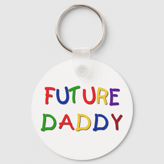 Future Daddy Primary Colours Tshirts and Gifts Keychain (Front)