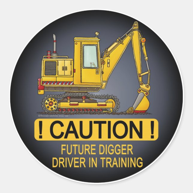 Future Digger Shovel Driver Kids Sticker (Front)