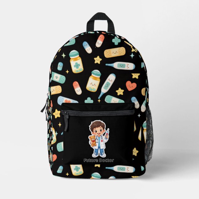 Future Doctor Cute Medical Cartoon Design Printed Backpack (Front)