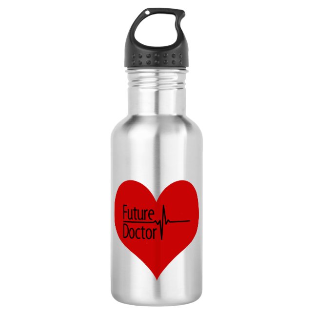Future Doctor Red EKG Heart 532 Ml Water Bottle (Front)