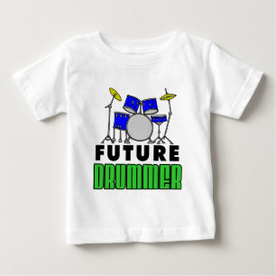 Future Drummer Blue Drum Set Cartoon Baby T-Shirt