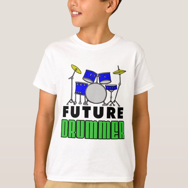 Future Drummer Blue Drum Set T-Shirt (Front)