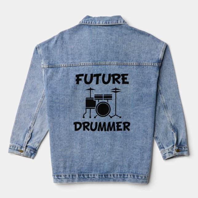 Future Drummer funny baby shirt Denim Jacket (Back)