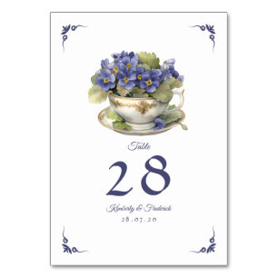 Future Dusk Common Evening Primrose Floral Wedding Table Number