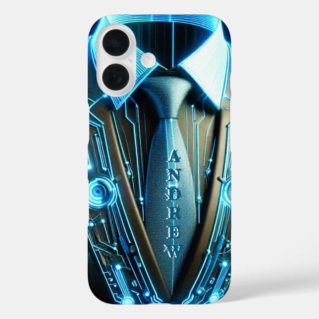Future Elegance - 4D Necktie iPhone 16 Coque (Verso)