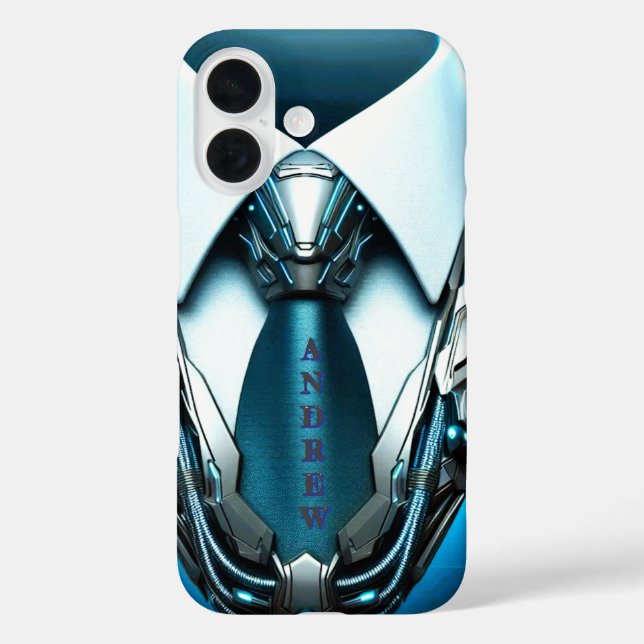 Future Elegance-4D Necktie iPhone 16 Coque pour le (Verso)