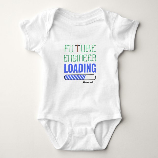 Future Engineer Loading Funny Personalized Unisex Baby Bodysuit (Front)