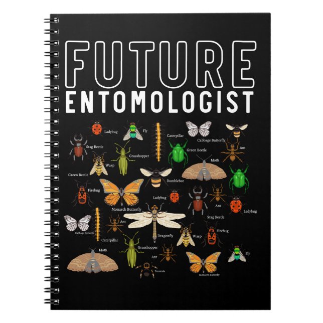 Future Entomologist Boys Girls Insect Bug Types Notebook (Front)