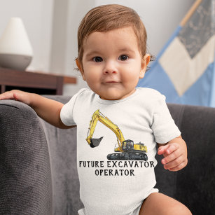 Future Excavator Equipment Operator Yellow Baby Baby Bodysuit