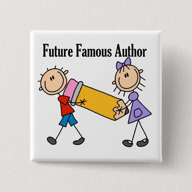 Future Famous Author 2 Inch Square Button (Front)