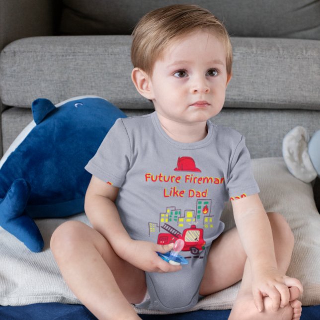 Future Fireman Like Dad Hand Drawn  Baby Bodysuit (Creator Uploaded)