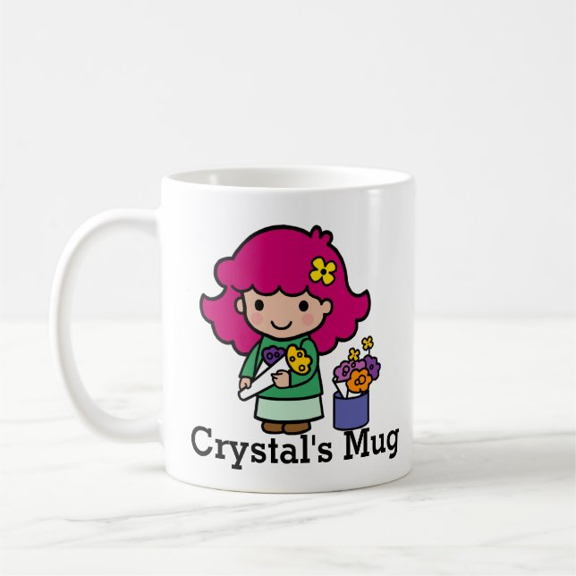 Future Florist Girl with Flowers Coffee Mug (Left)