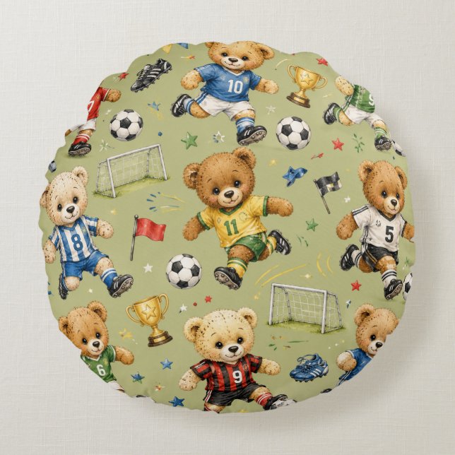 Future Footie Star Team Teddy Round Pillow (Front)