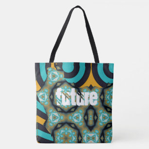 Future -Fractal and geometric pattern in turquoise Tote Bag