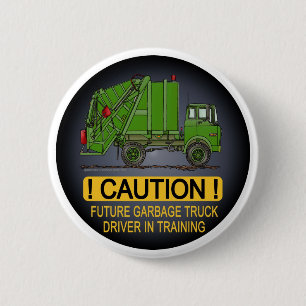 Future Garbage Truck Green Driver Button Pin