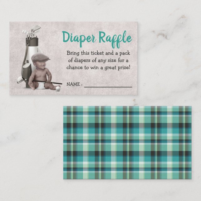 Future Golfer Golf Black Baby Shower Diaper Raffle Enclosure Card (Front/Back)