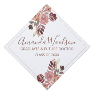 Future Graduating Doctor Floral Graduation Cap Topper