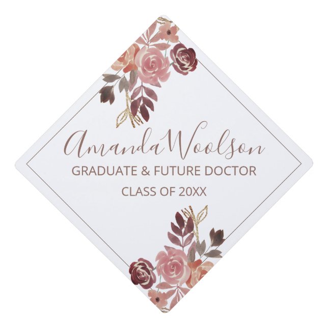 Future Graduating Doctor Floral Graduation Cap Topper (Front)