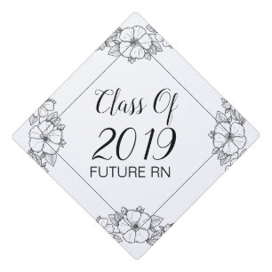 Future Graduating Nurse Blossoms Script Graduation Cap Topper
