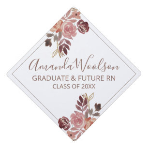 Future Graduating Nurse Floral Graduation Cap Topper