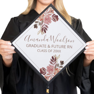 Future Graduating Nurse Monogram Floral Graduation Cap Topper