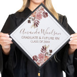 Future Graduating Nurse Monogram Floral Graduation Graduation Cap Topper<br><div class="desc">Lovely future nurse graduate elegant monogrammed graduation cap topper with rose pink and marsala burgundy floral edge and a handsome modern rose pink script to complement the florals. Personalize with your own information. Class of 2022. Customize for any graduating year.</div>