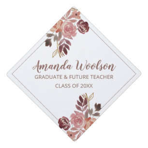 Future Graduating Teacher Floral Graduation Cap Topper