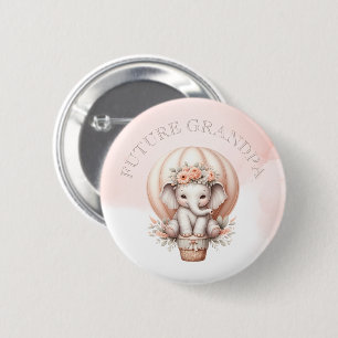 Future Grandpa Baby Shower Peach Elephant 2 Inch Round Button