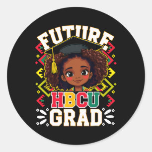 Future Hbcu Grad Black Girl Afro Kids Black Histor Classic Round Sticker